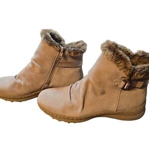Bear Trap 10 Brown Women's Faux Fur Insulated Chelsea Style Ankle Boots Shoes